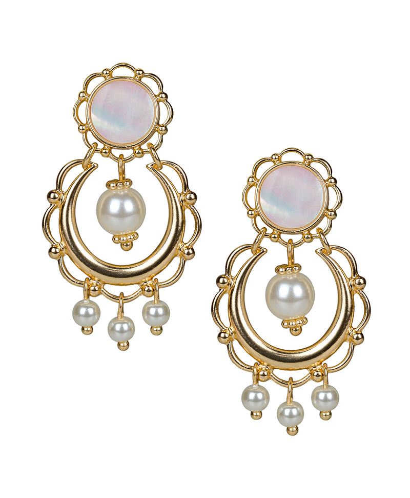 Pearl Cresent Drop Earrings - Mother of Pearl