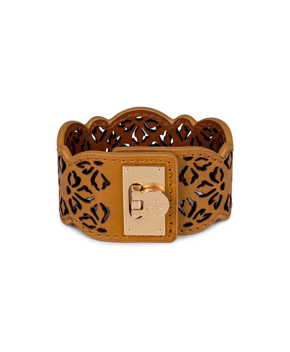 Female - Cambrey Cuff Bracelet - Leather Lace - antique gold - by Patricia Nash - View 1 of 4