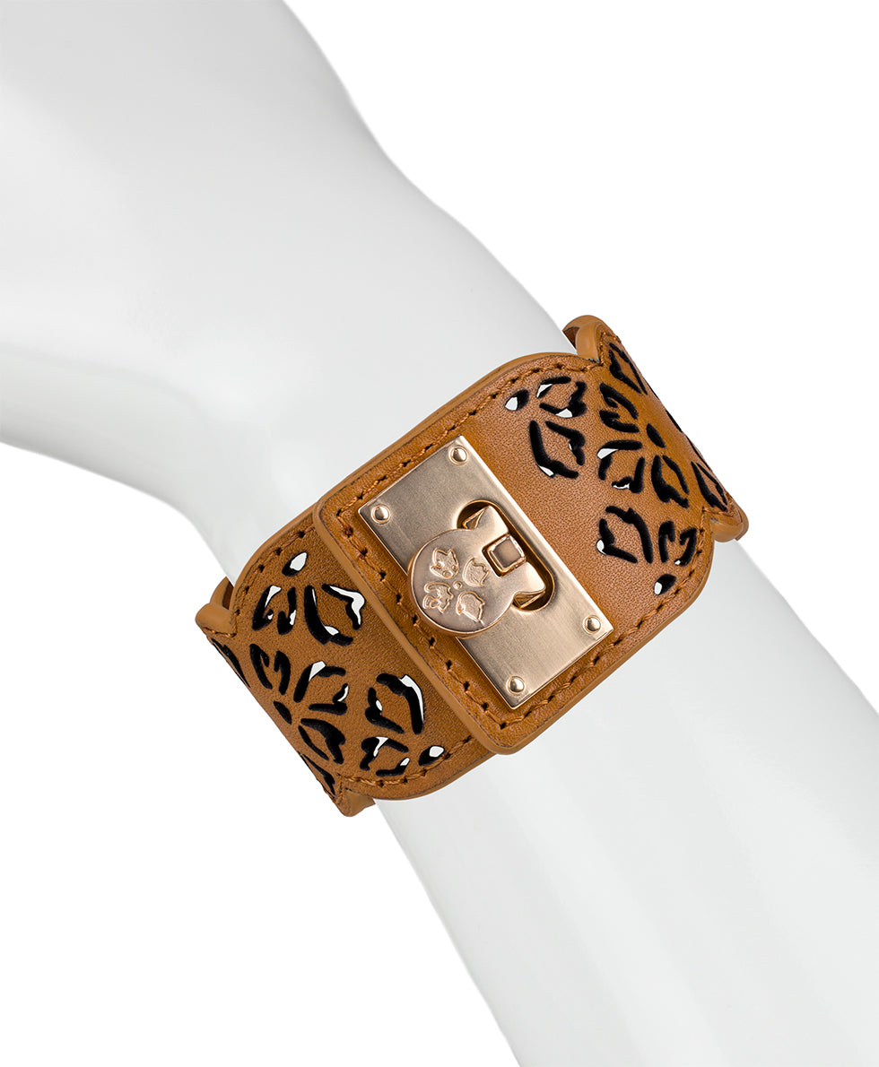 Female - Cambrey Cuff Bracelet - Leather Lace - antique gold - by Patricia Nash - View 3 of 4