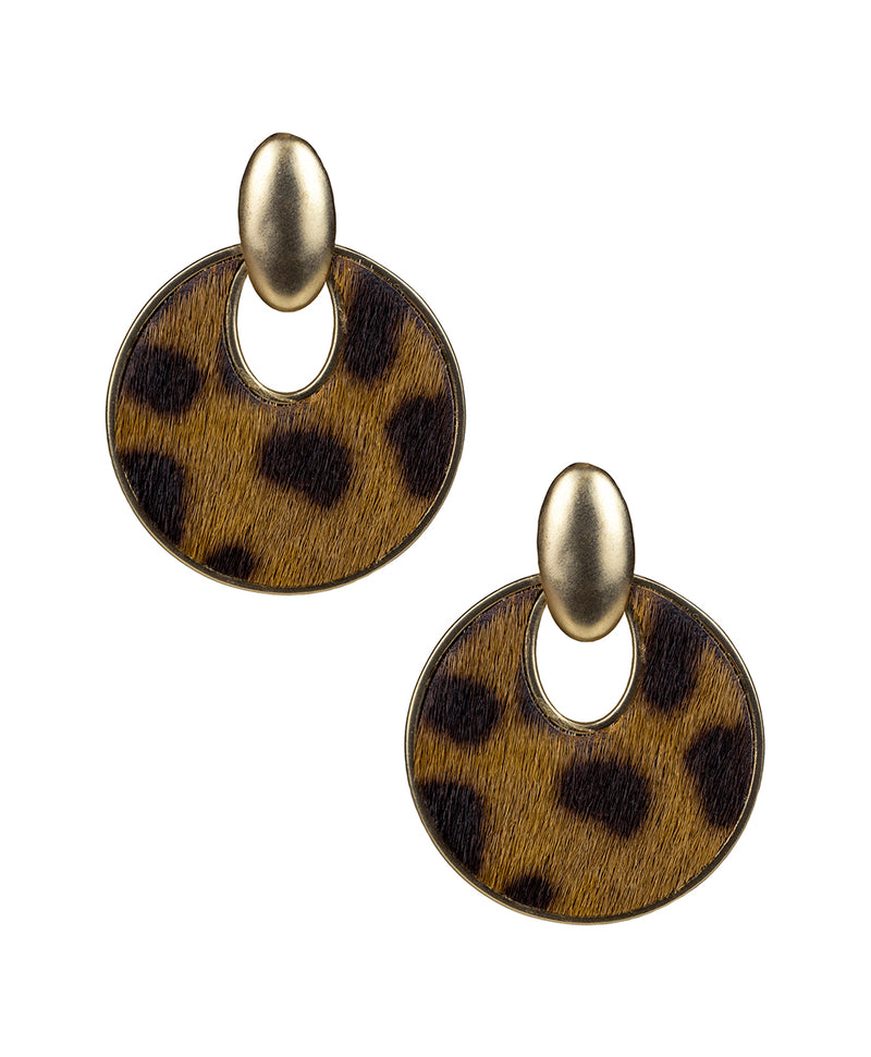 Simone Doorknocker Earrings -  Leopard Haircalf