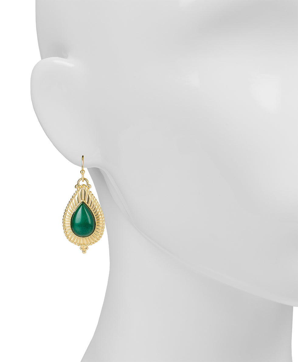 Female - Tear Drop Cabochon Earrings - Museum - matte gold - by Patricia Nash - View 2 of 2