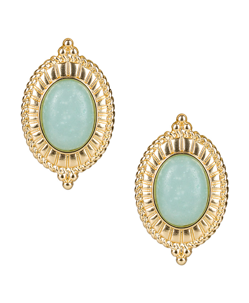 Oval Button Cabochon Earrings - Museum