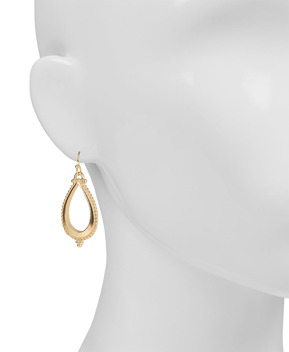 Female - Open Tear Drop Earrings - Museum - matte gold - by Patricia Nash - View 2 of 2