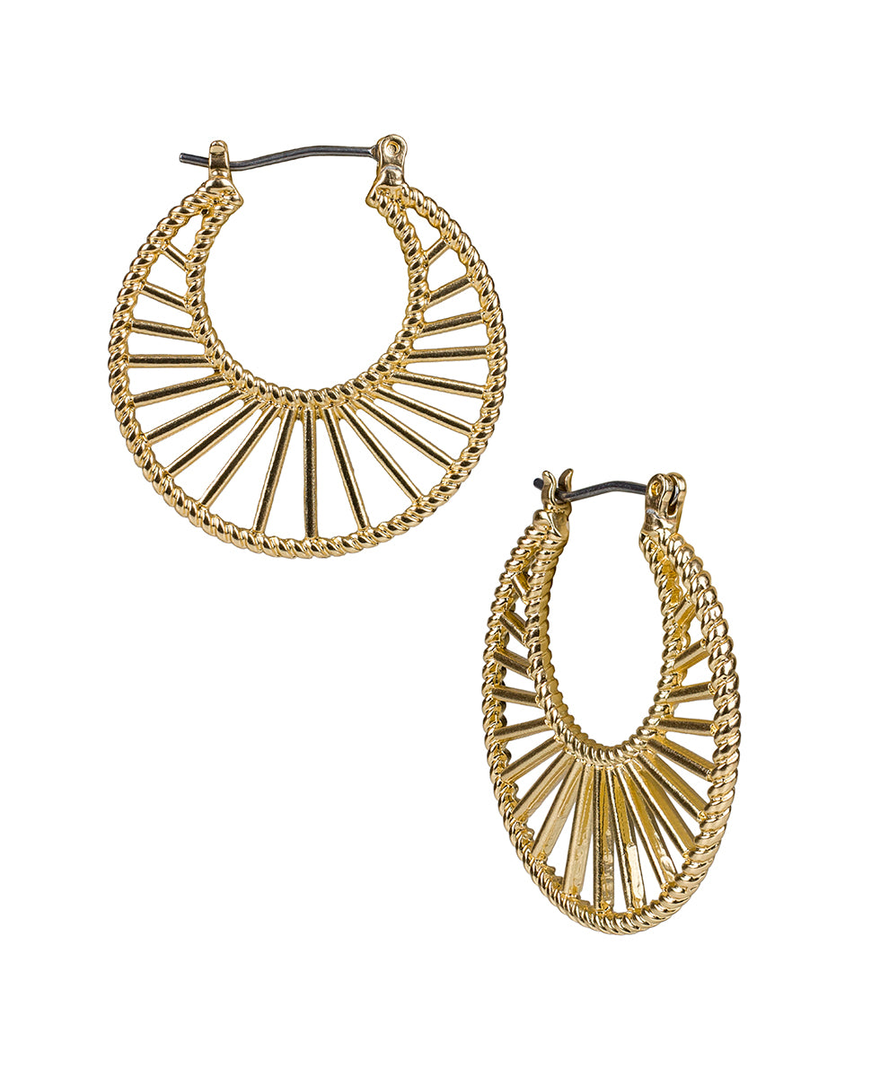 Female - Open Wire Hoop Earrings - Museum - matte gold - by Patricia Nash - View 1 of 2