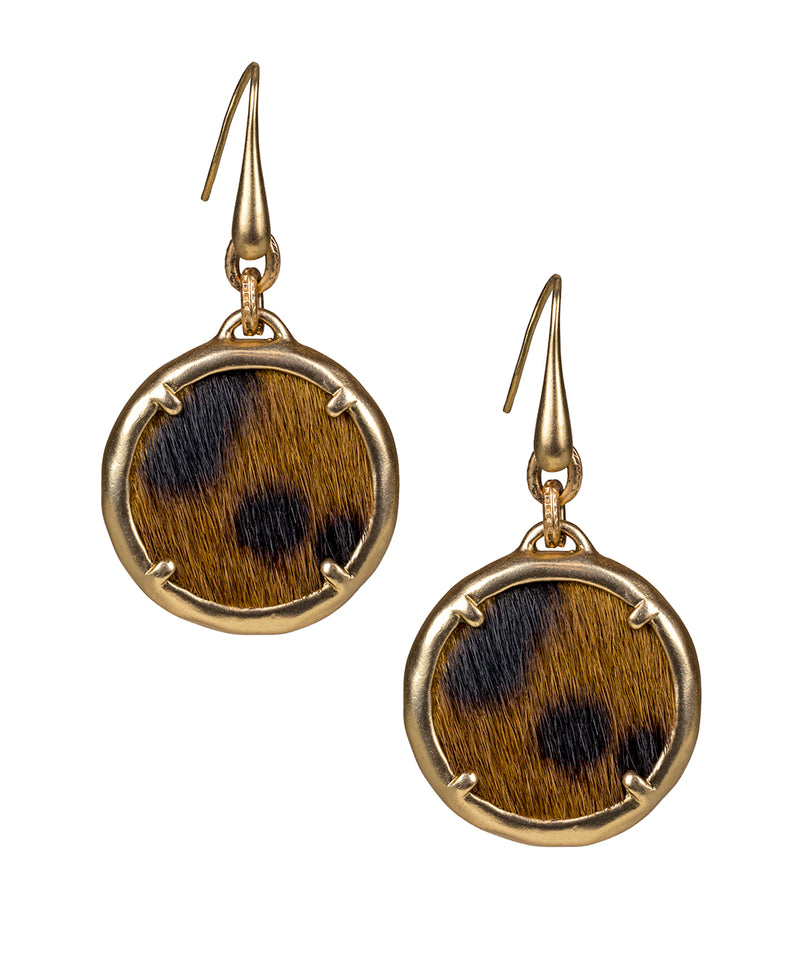 Elena Drop Earrings - Leopard Haircalf
