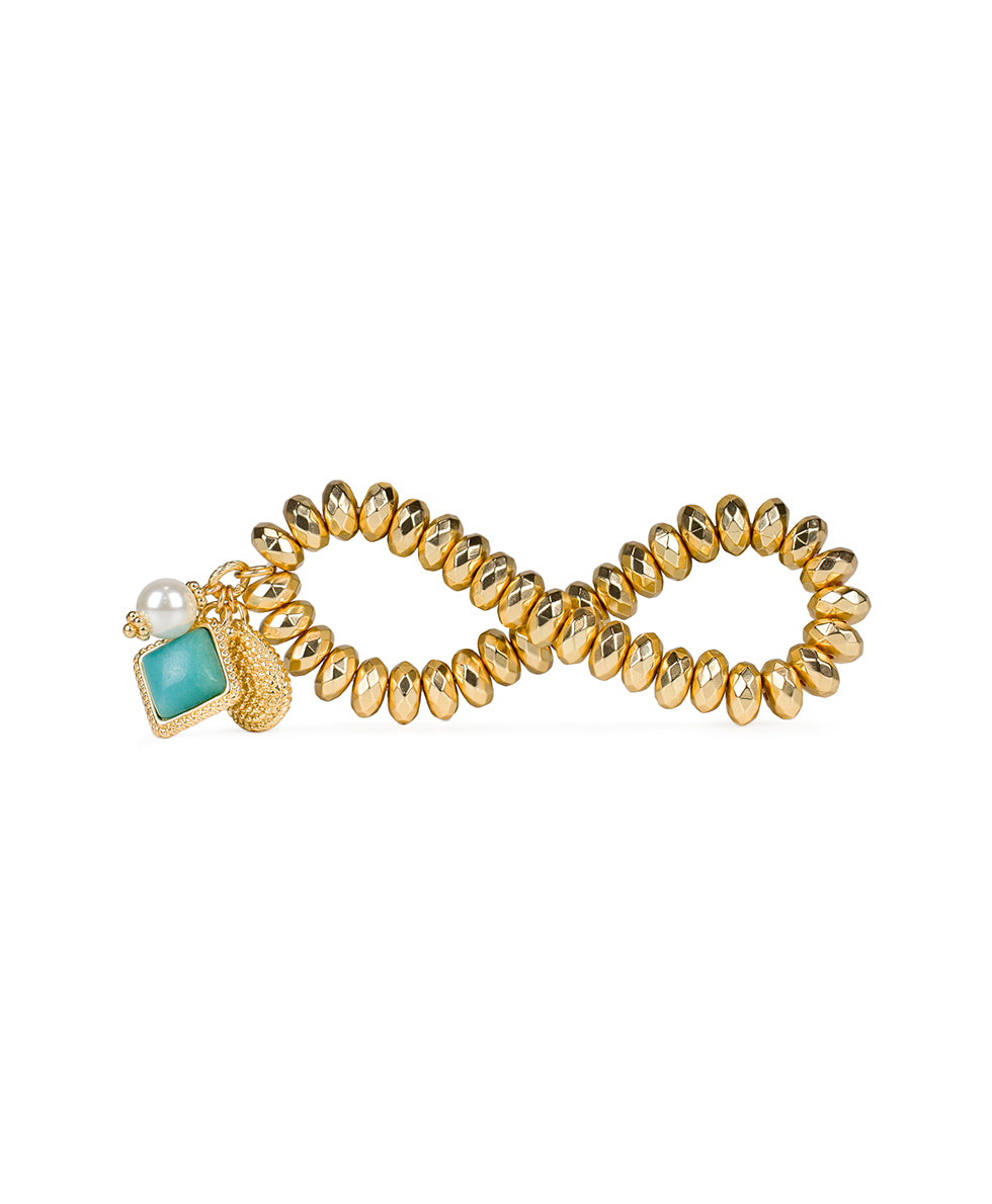 Female - Square Cab Stretch Bracelet - Museum - matte gold - by Patricia Nash - View 2 of 3