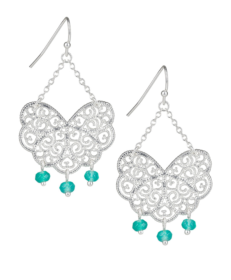 Bead Wire Drop Earrings - Filigree and Flutter