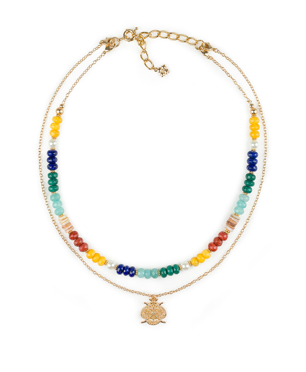 Female - Bead Pendant Necklace - Filigree and Flutter - matte gold - by Patricia Nash - View 2 of 4