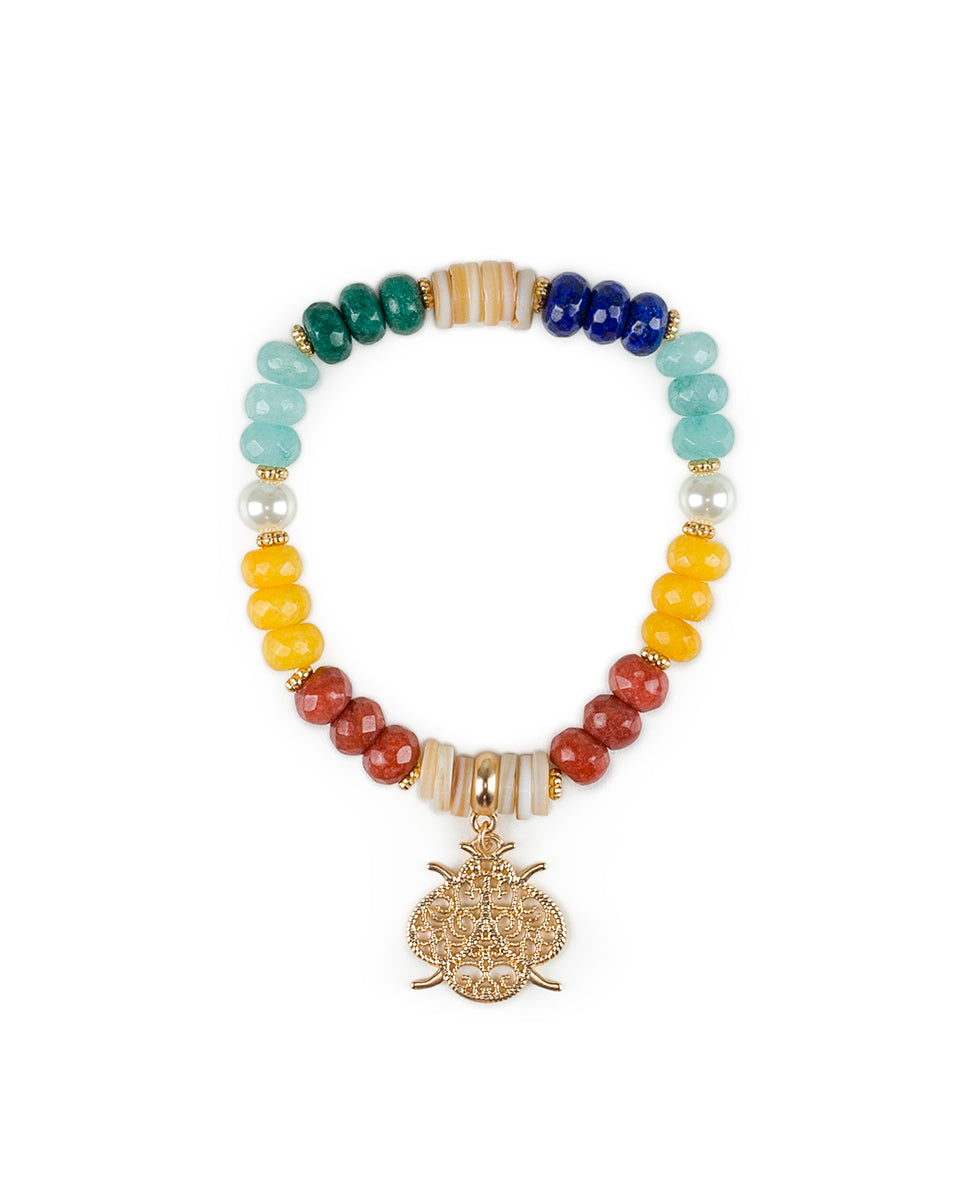 Female - Charm Stretch Bracelet - Filigree and Flutter - matte gold - by Patricia Nash - View 1 of 4