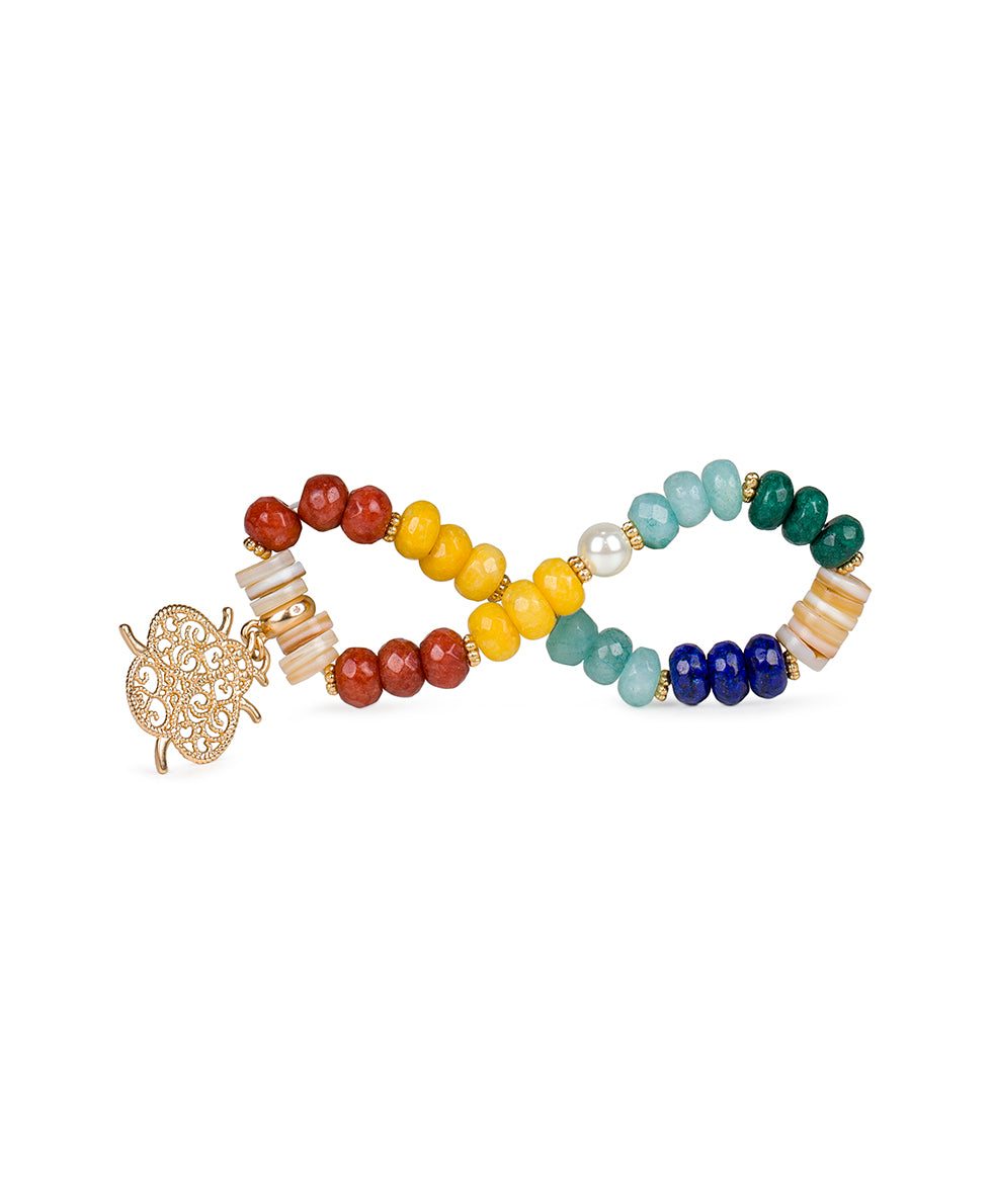 Female - Charm Stretch Bracelet - Filigree and Flutter - matte gold - by Patricia Nash - View 2 of 4
