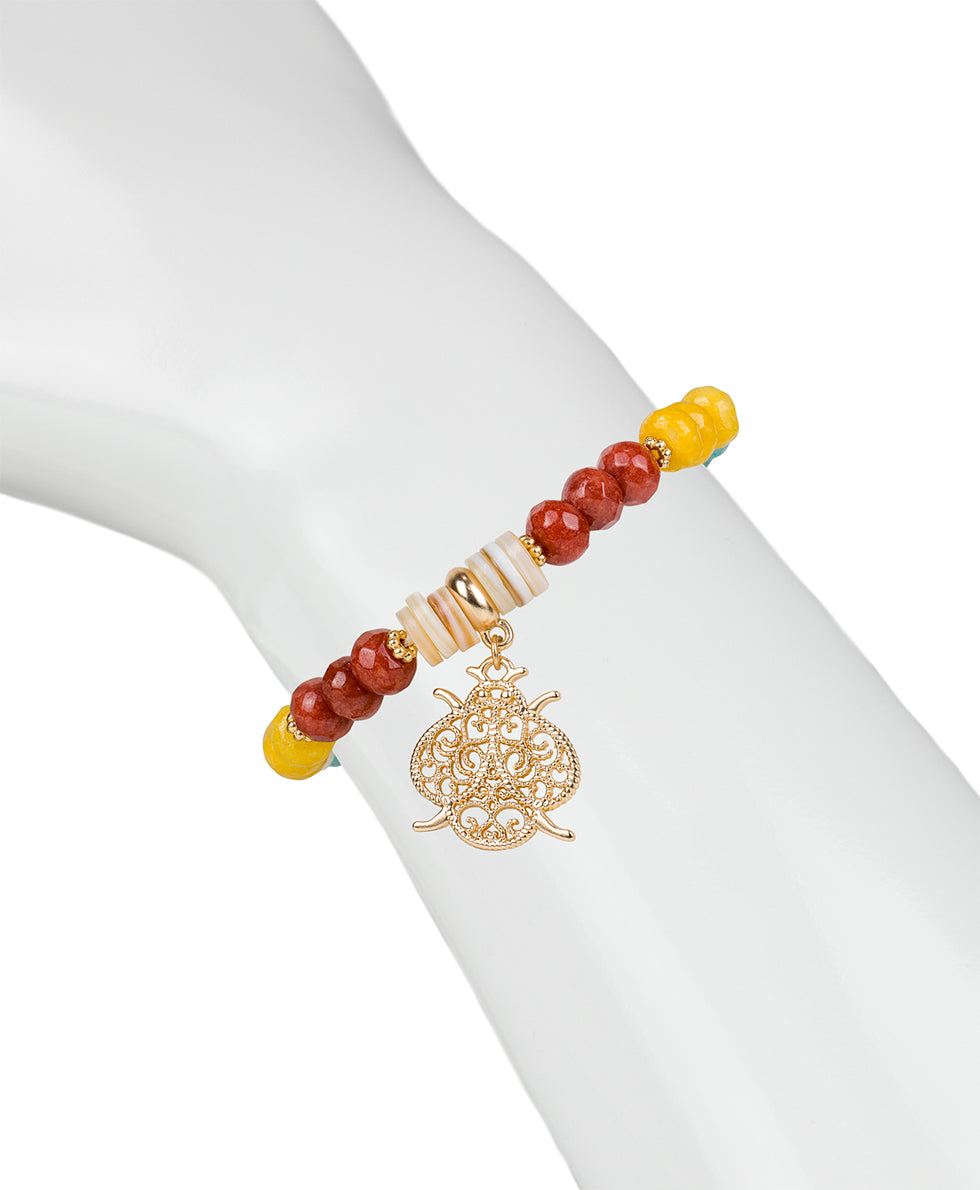 Female - Charm Stretch Bracelet - Filigree and Flutter - matte gold - by Patricia Nash - View 3 of 4
