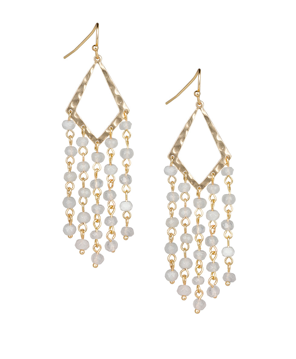 Female - Wire Drop Earrings - Hammered Marquise - matte gold - by Patricia Nash - View 1 of 3