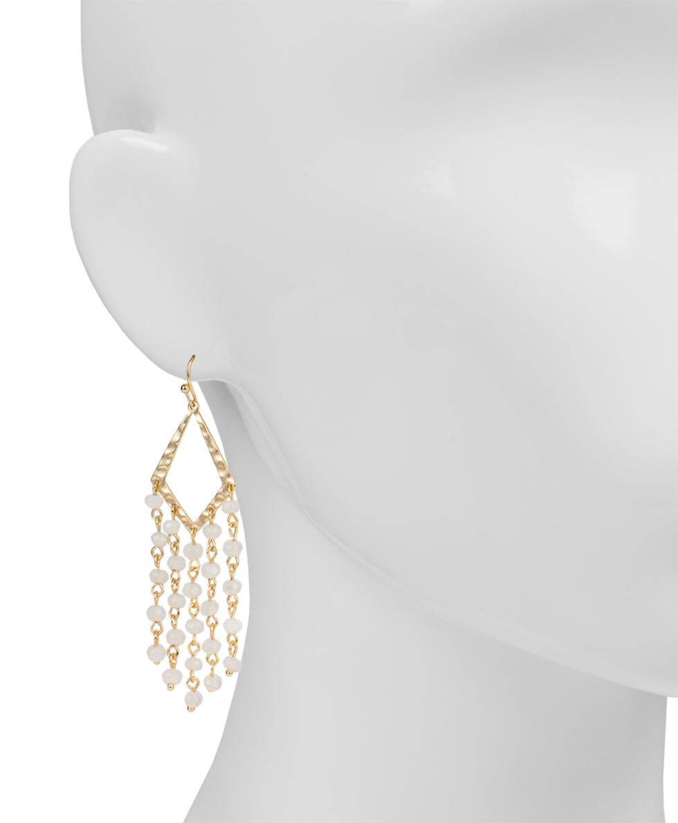 Female - Wire Drop Earrings - Hammered Marquise - matte gold - by Patricia Nash - View 2 of 3