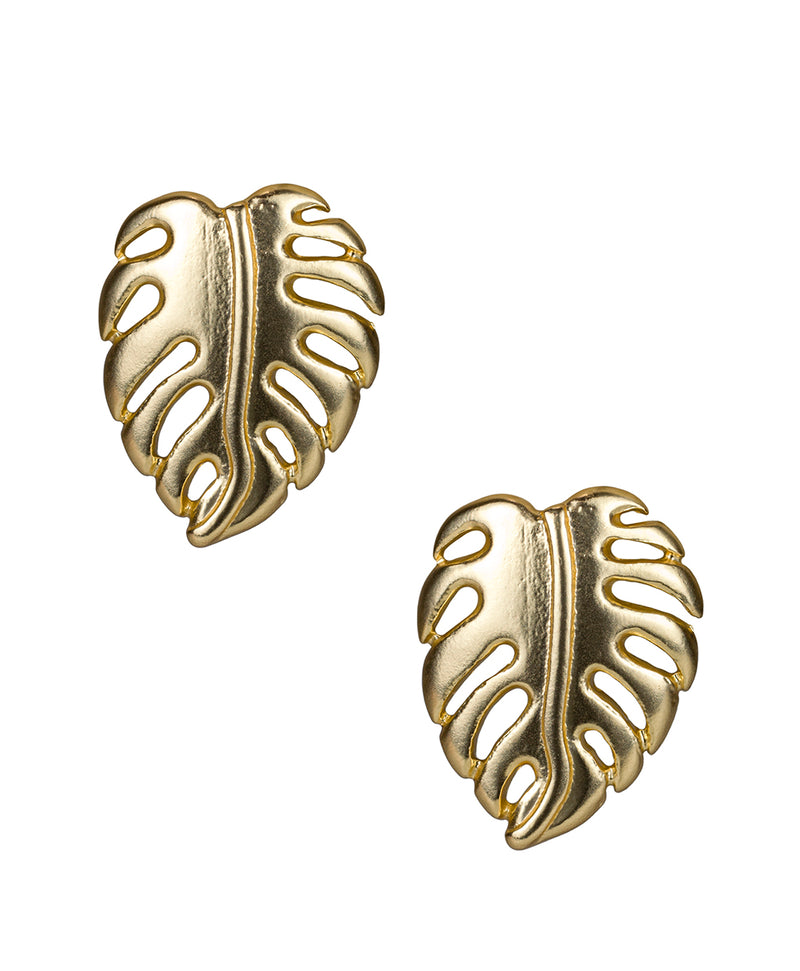 Palm Leaf Button Earrings - Seashore