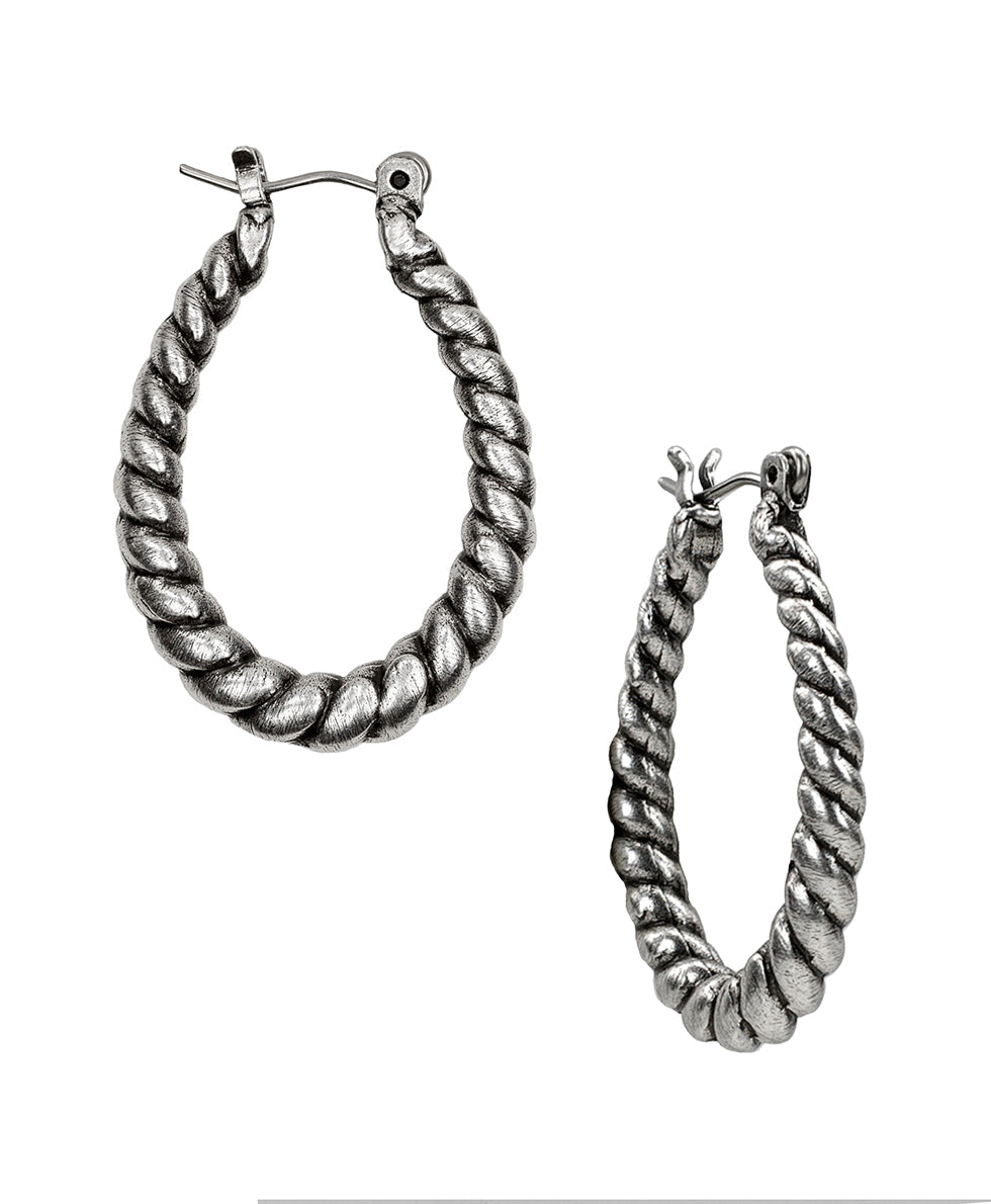 Twisted Rope Hoop Earrings - silver ox - by Patricia Nash - View 1 of 1