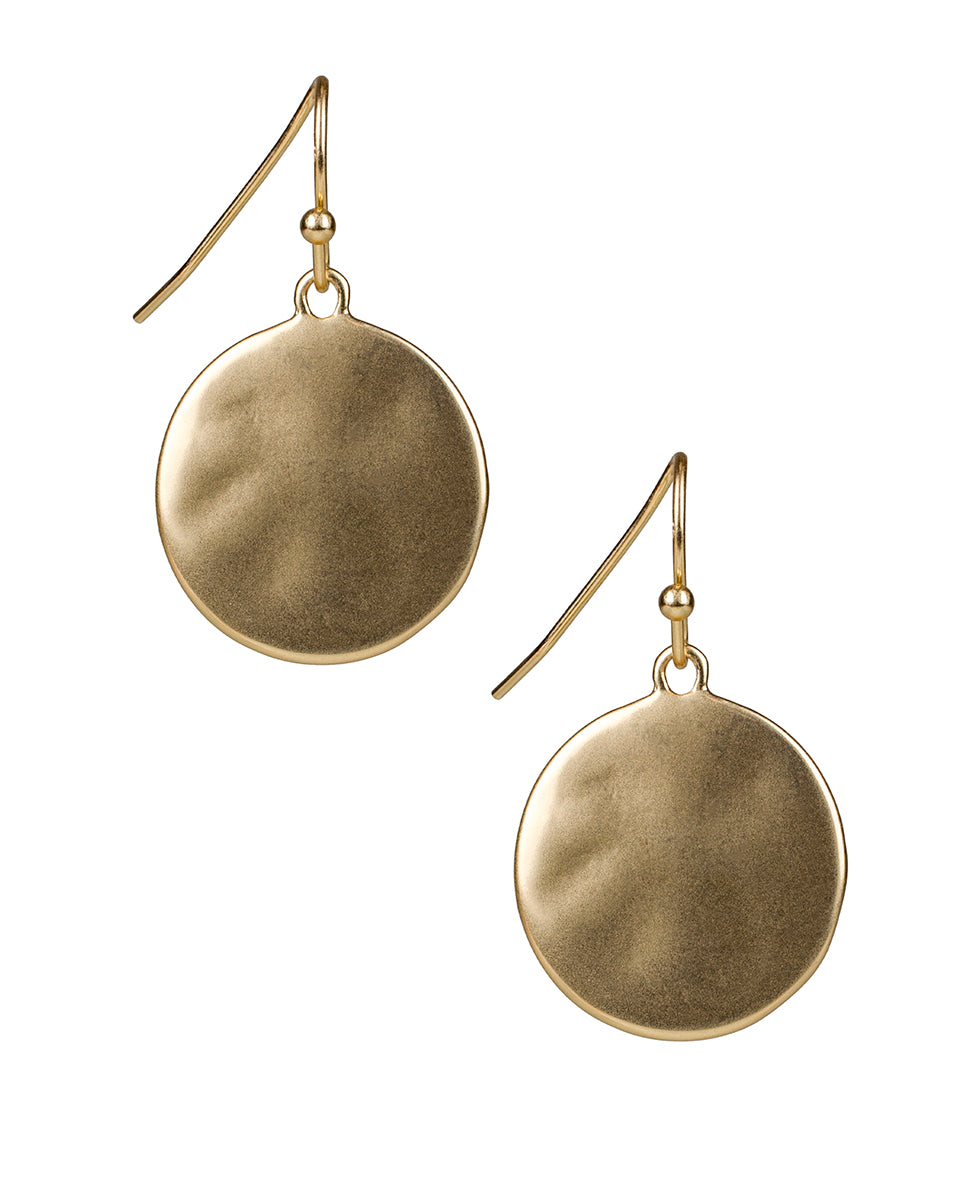 Female - Disc Drop Earrings - Coin Bead - matte gold - by Patricia Nash - View 1 of 3