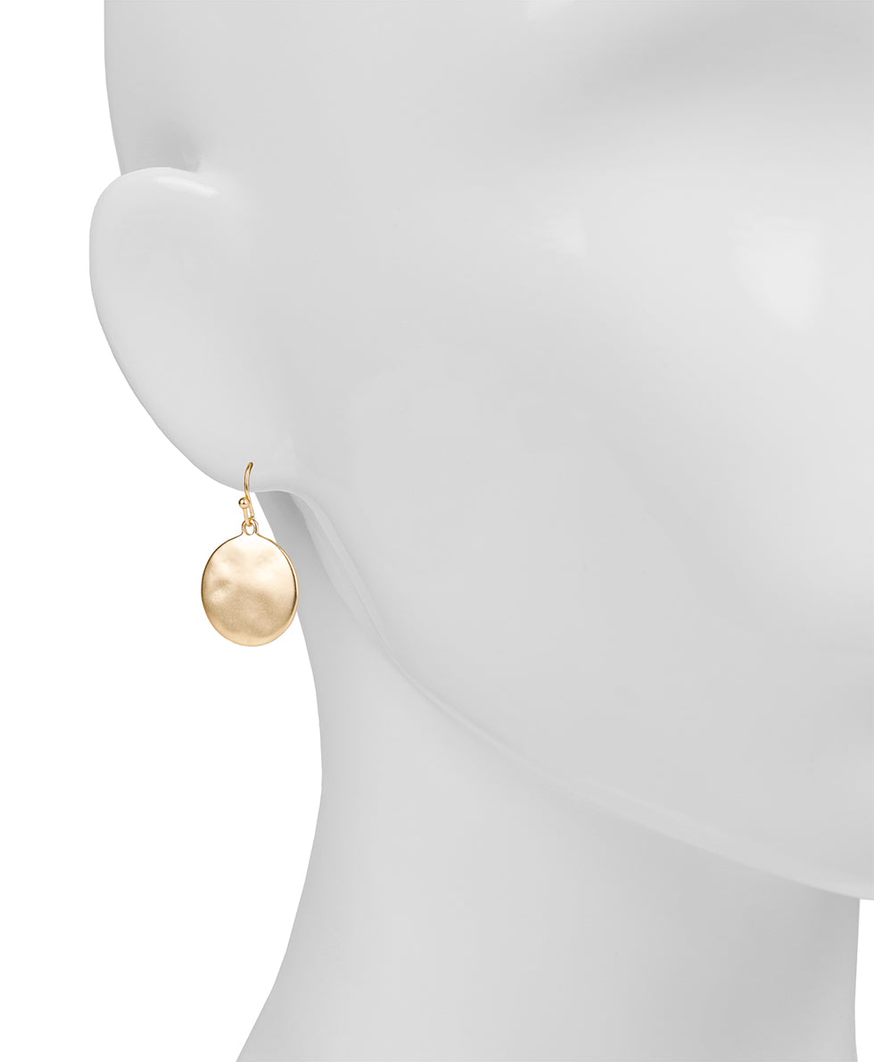 Female - Disc Drop Earrings - Coin Bead - matte gold - by Patricia Nash - View 2 of 3