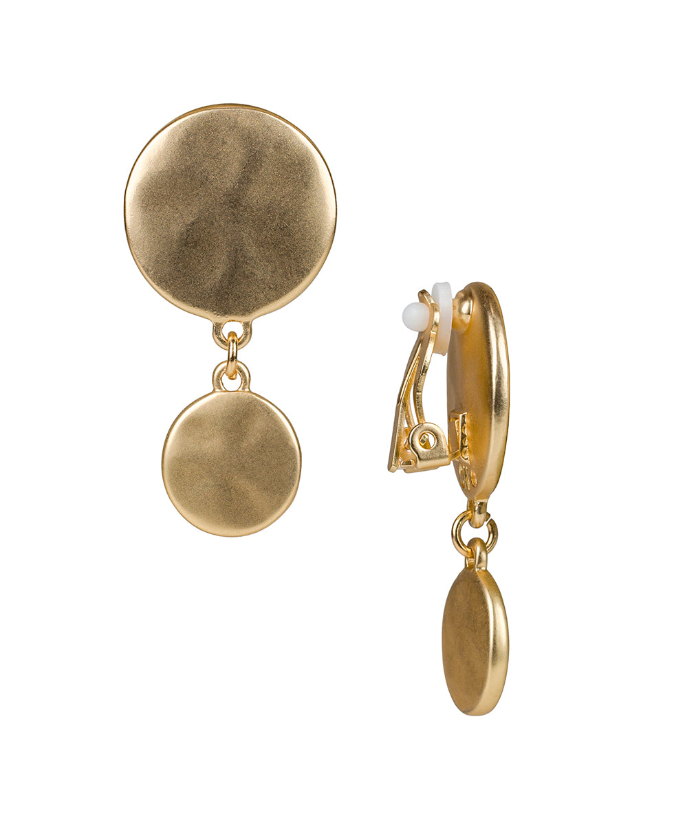 Female - Double Drop Earrings - Coin Bead - matte gold - by Patricia Nash - View 1 of 2