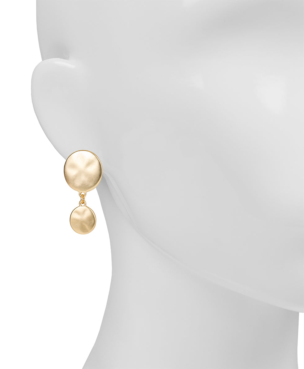 Female - Double Drop Earrings - Coin Bead - matte gold - by Patricia Nash - View 2 of 2