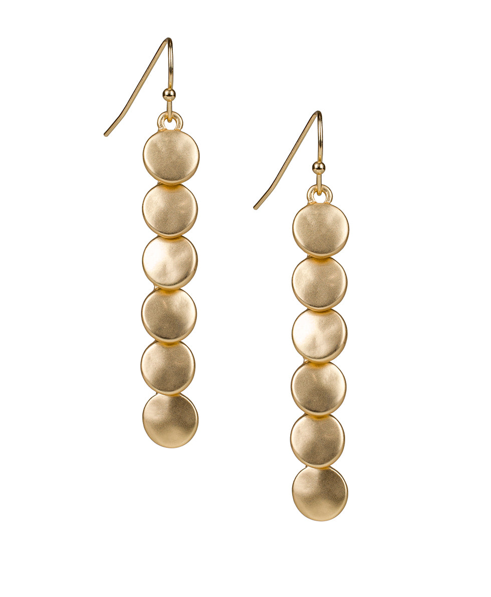 Female - Shoulder Duster Earrings - Coin Bead - matte gold - by Patricia Nash - View 1 of 2
