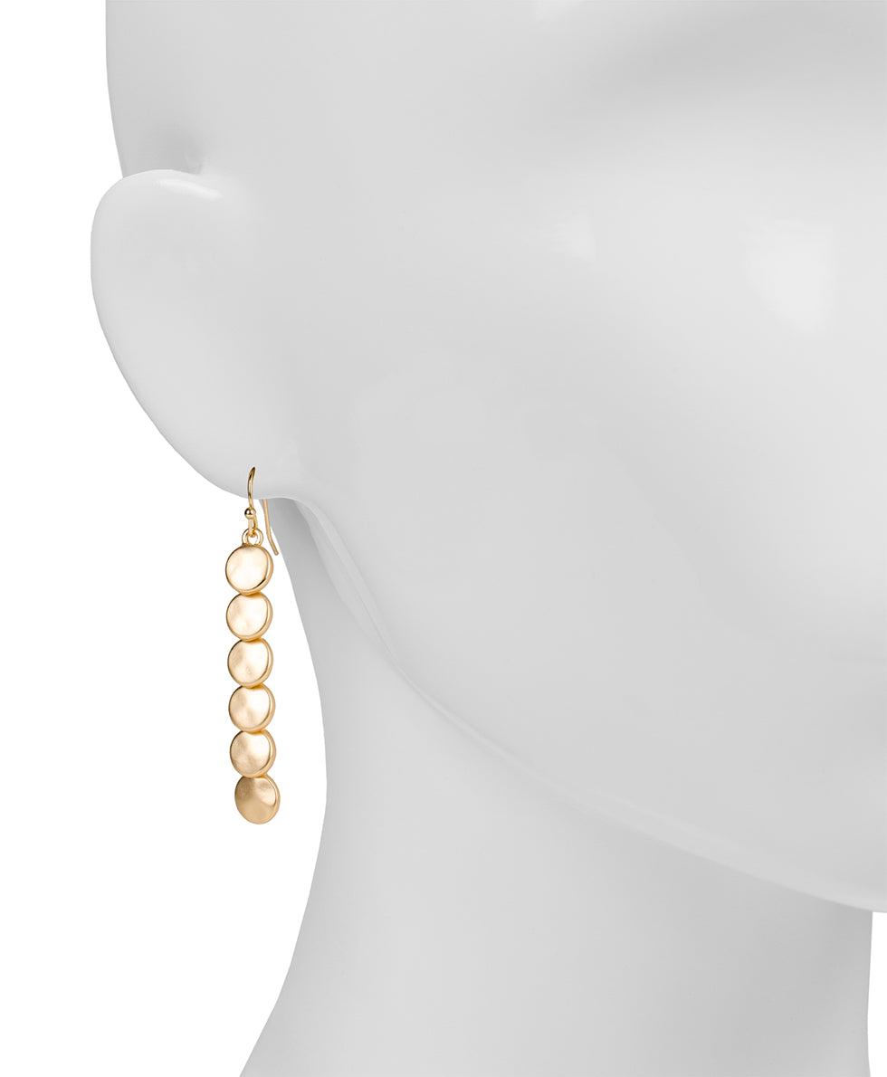 Female - Shoulder Duster Earrings - Coin Bead - matte gold - by Patricia Nash - View 2 of 2