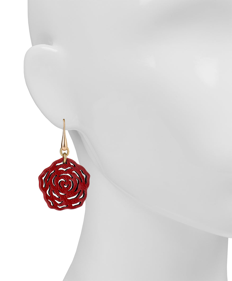 Female - Alaia Dangle Earrings - Rose Laser Cut - gold tone - by Patricia Nash - View 2 of 2