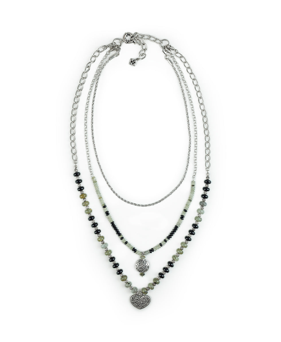 Female - Modular Necklace - Etched Rose - silver ox - by Patricia Nash - View 2 of 7