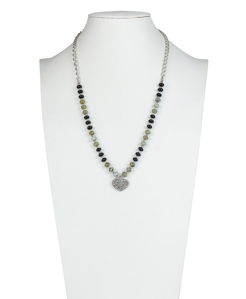 Female - Modular Necklace - Etched Rose - silver ox - by Patricia Nash - View 6 of 7