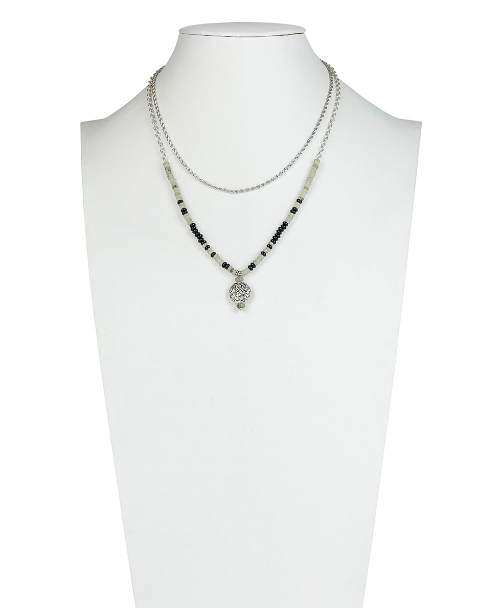 Female - Modular Necklace - Etched Rose - silver ox - by Patricia Nash - View 7 of 7