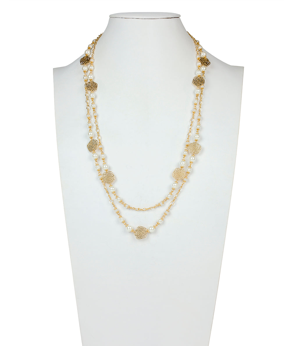 Female - Double Station Necklace - Rosey - matte gold - by Patricia Nash - View 3 of 3
