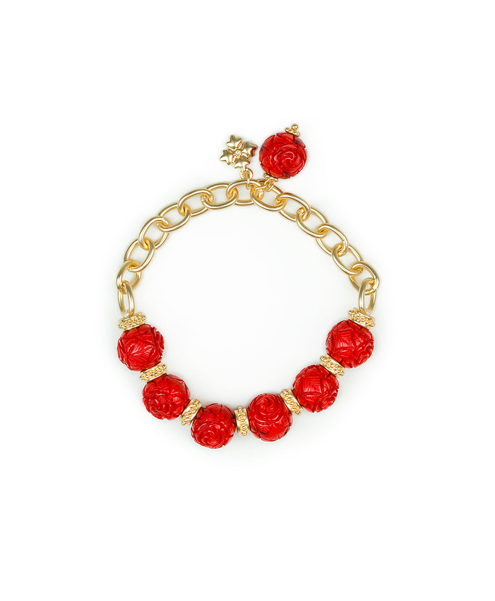 Female - Rose Stretch Chain Bracelet - Rosey - matte gold - by Patricia Nash - View 1 of 2