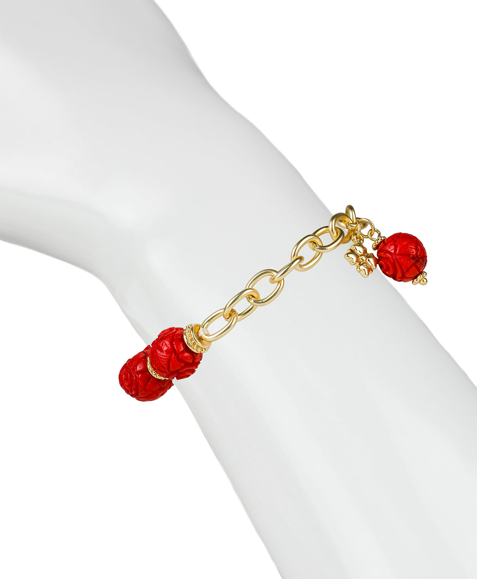 Female - Rose Stretch Chain Bracelet - Rosey - matte gold - by Patricia Nash - View 2 of 2