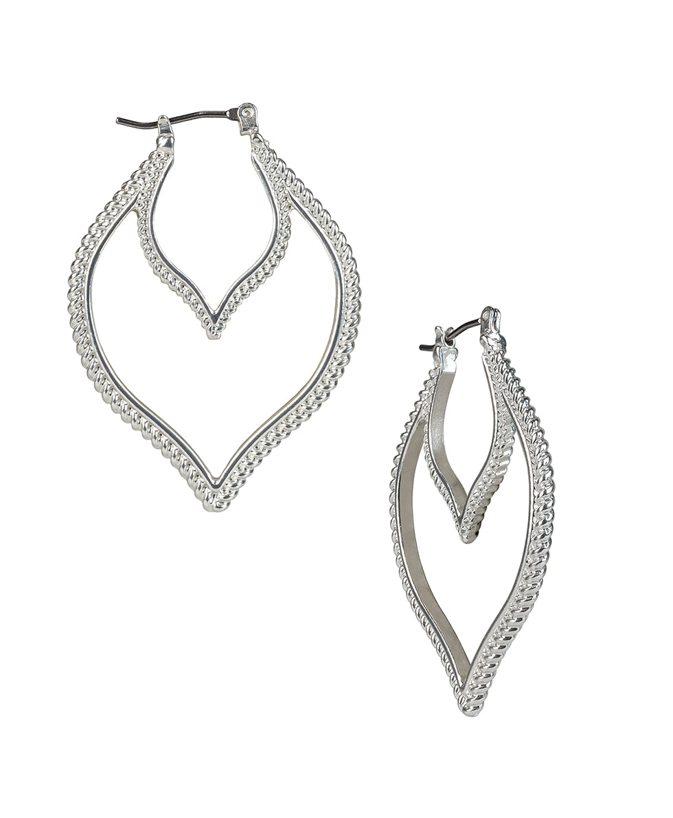 Female - Arabesque Hoop Earrings - Rope Ring - matte silver - by Patricia Nash - View 1 of 2