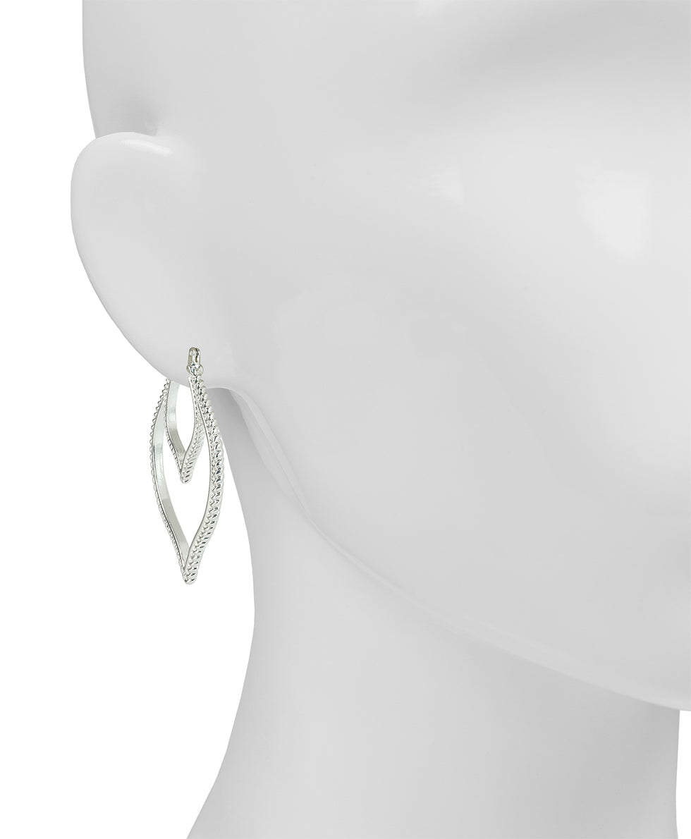 Female - Arabesque Hoop Earrings - Rope Ring - matte silver - by Patricia Nash - View 2 of 2