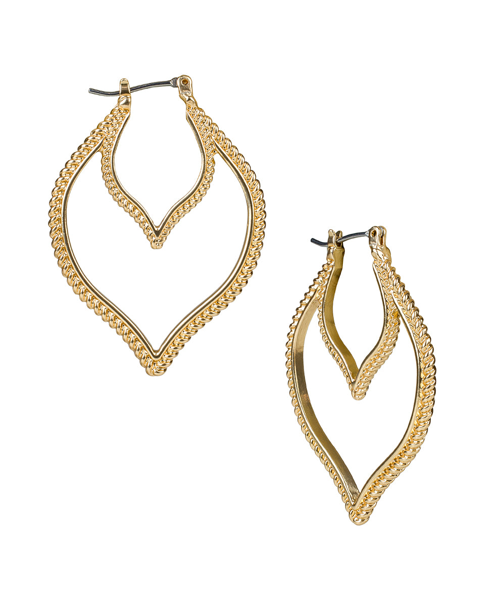 Female - Arabesque Hoop Post Earrings - Rope Ring - matte gold - by Patricia Nash - View 1 of 2