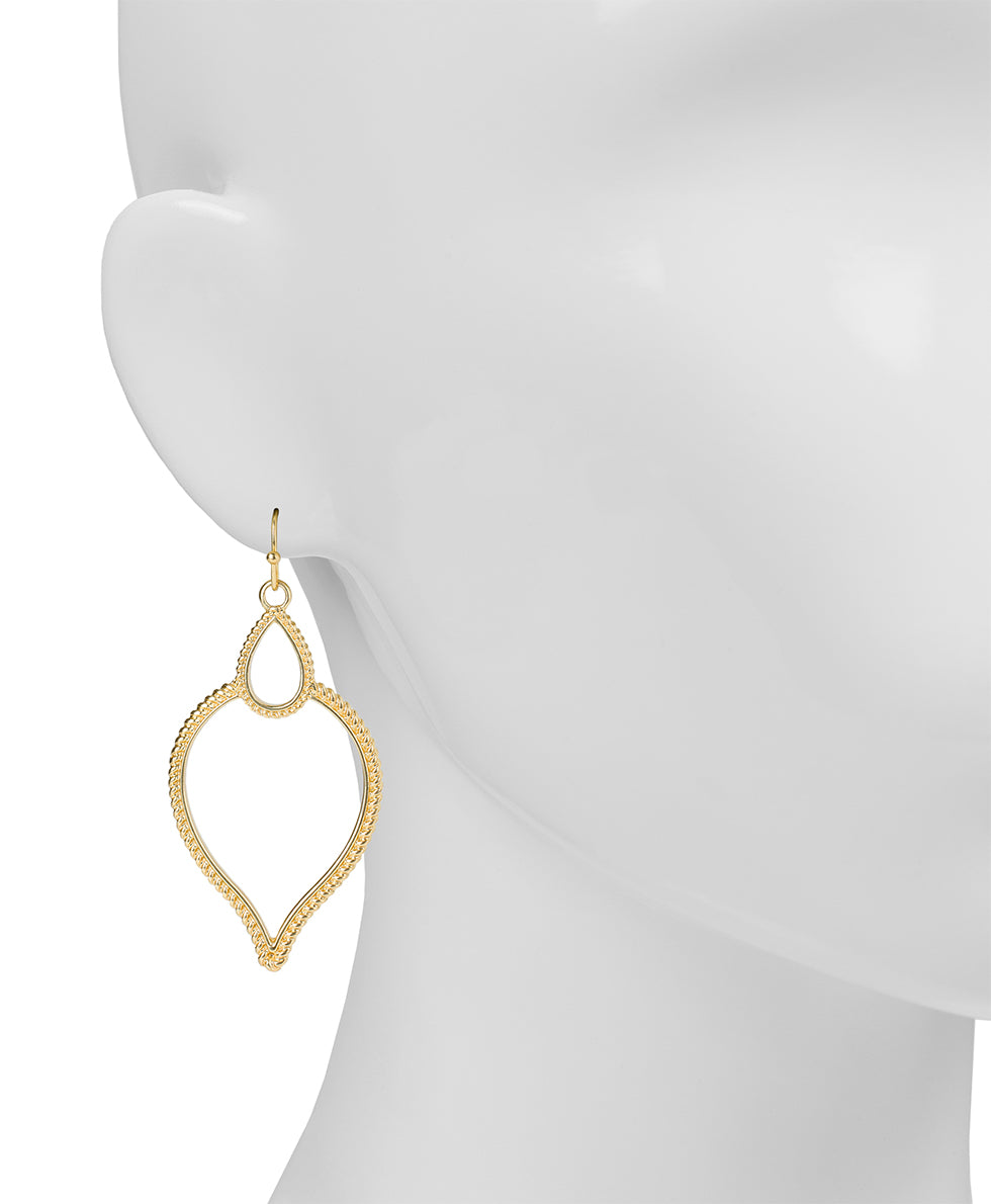 Female - Arabesque Hoop Drop Earrings - Rope Ring - matte gold - by Patricia Nash - View 2 of 2