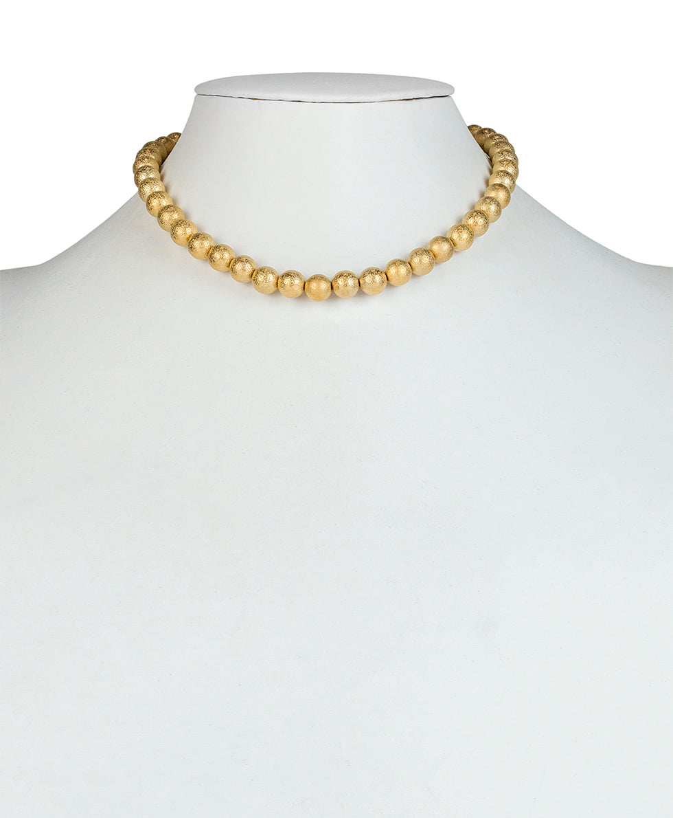 Female - Textured Bead Necklace - Not So Basics - egyptian gold - by Patricia Nash - View 2 of 3