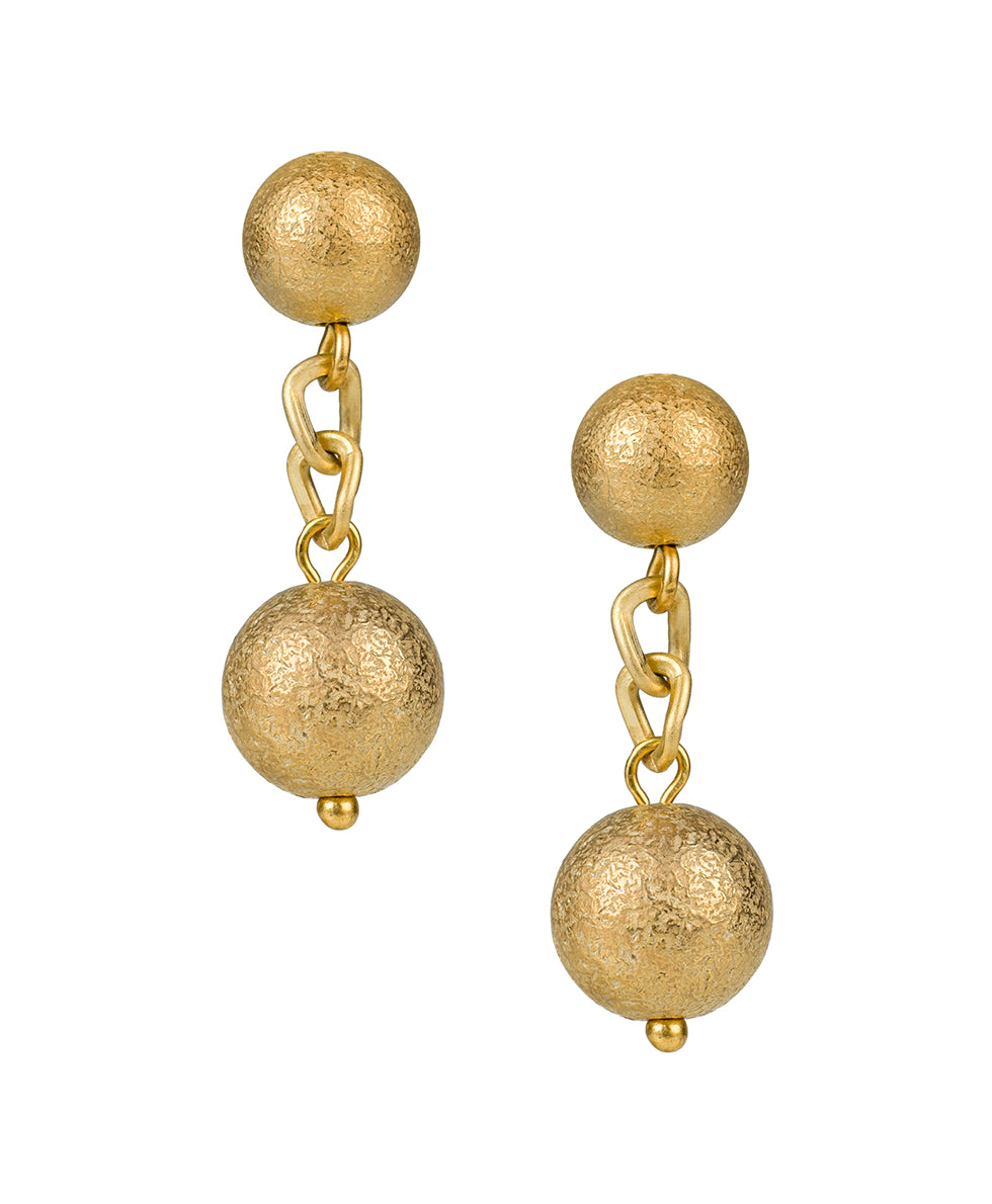 Female - Double Bead Post Earrings - Not So Basics - egyptian gold - by Patricia Nash - View 1 of 2