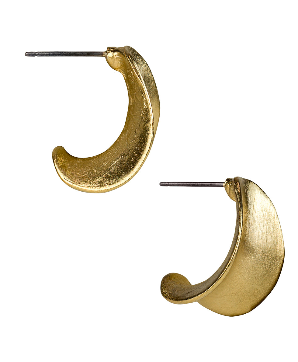 Female - Concave Half Hoop Earrings - Not So Basics - egyptian gold - by Patricia Nash - View 1 of 2