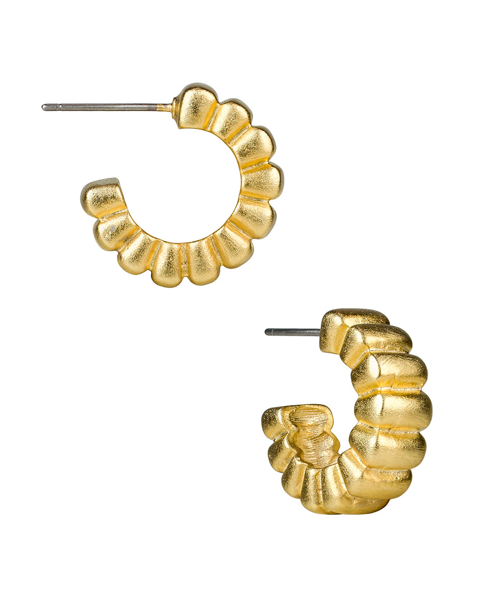 Female - Ribbed Hoop Earrings - Not So Basics - egyptian gold - by Patricia Nash - View 1 of 2