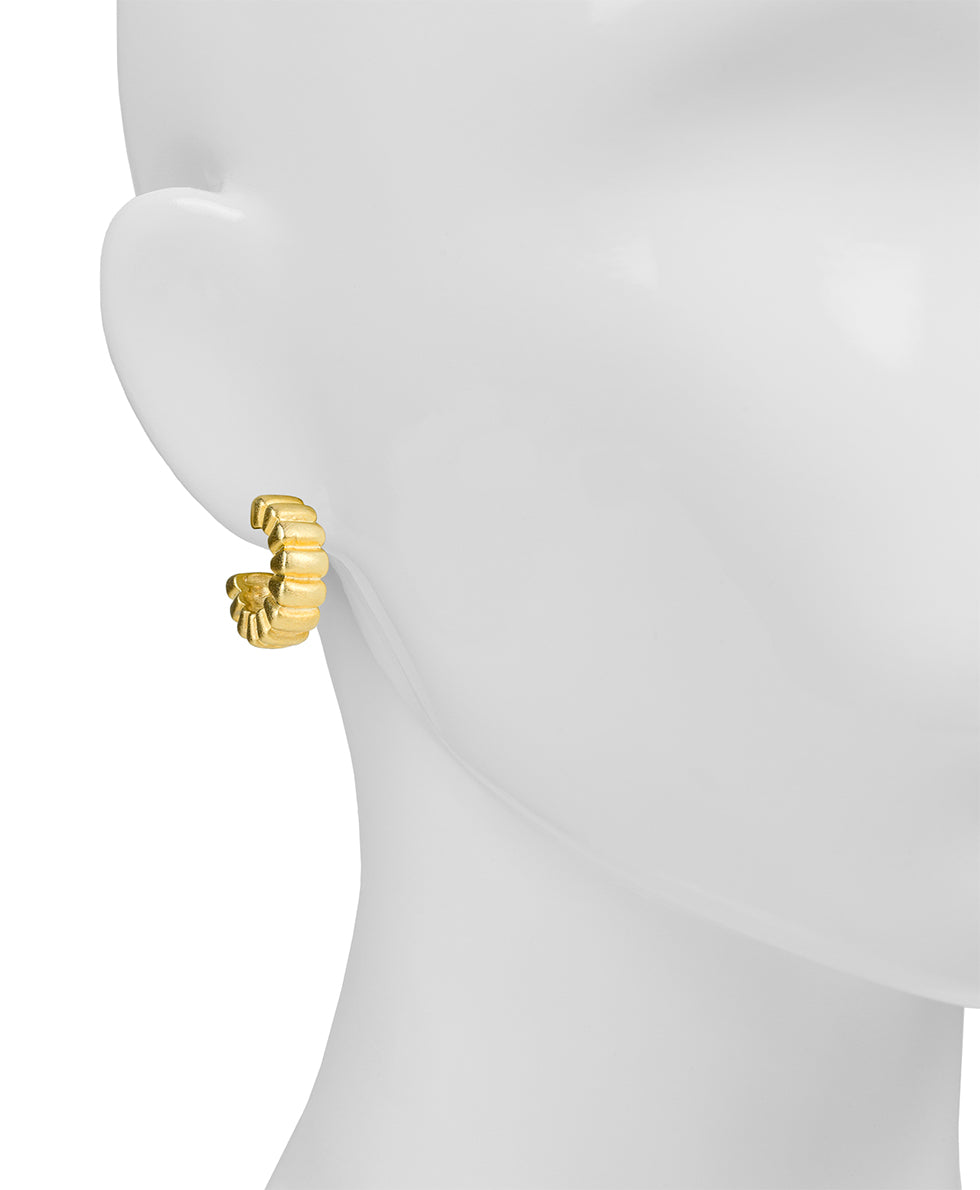 Female - Ribbed Hoop Earrings - Not So Basics - egyptian gold - by Patricia Nash - View 2 of 2