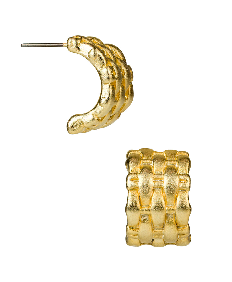 Female - Woven Half Hoop Earrings - Not So Basics - egyptian gold - by Patricia Nash - View 1 of 2