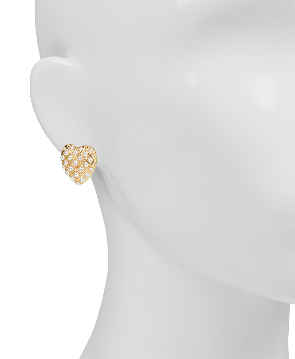 Female - Heart Button Clip Earrings - Gift Wrapped - matte gold - by Patricia Nash - View 2 of 2