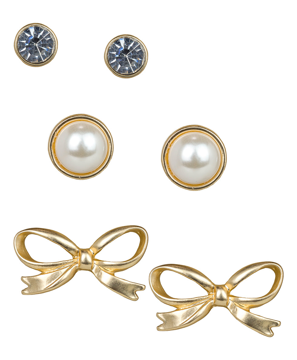 Female - Triple Post Earrings Set -  Gift Wrapped - matte gold - by Patricia Nash - View 1 of 4
