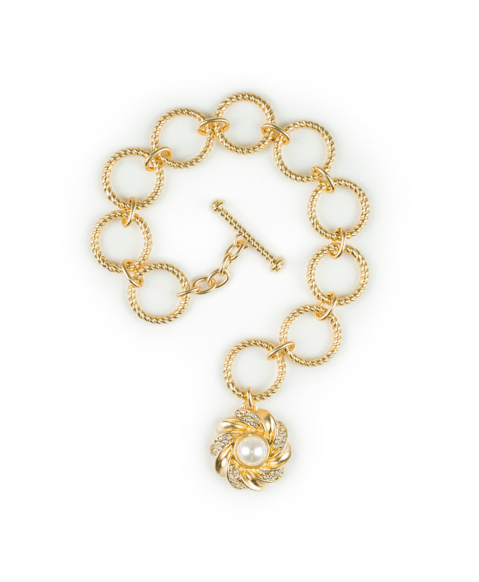 Female - Twist Ring Toggle Bracelet - Rope Ring - matte gold - by Patricia Nash - View 2 of 3