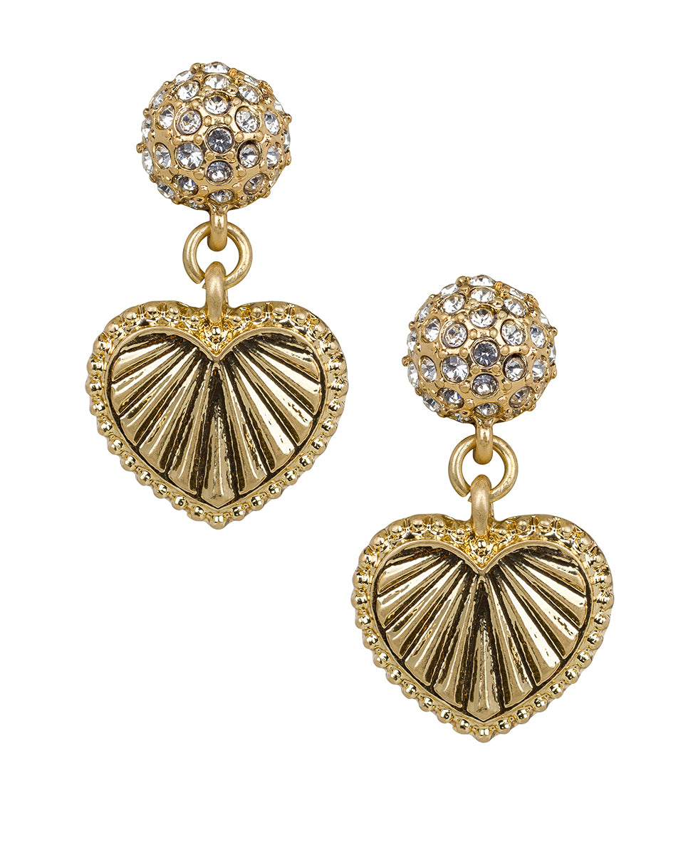Female - Pavé Drop Earrings - Lovely Sparkle - worn gold - by Patricia Nash - View 1 of 2