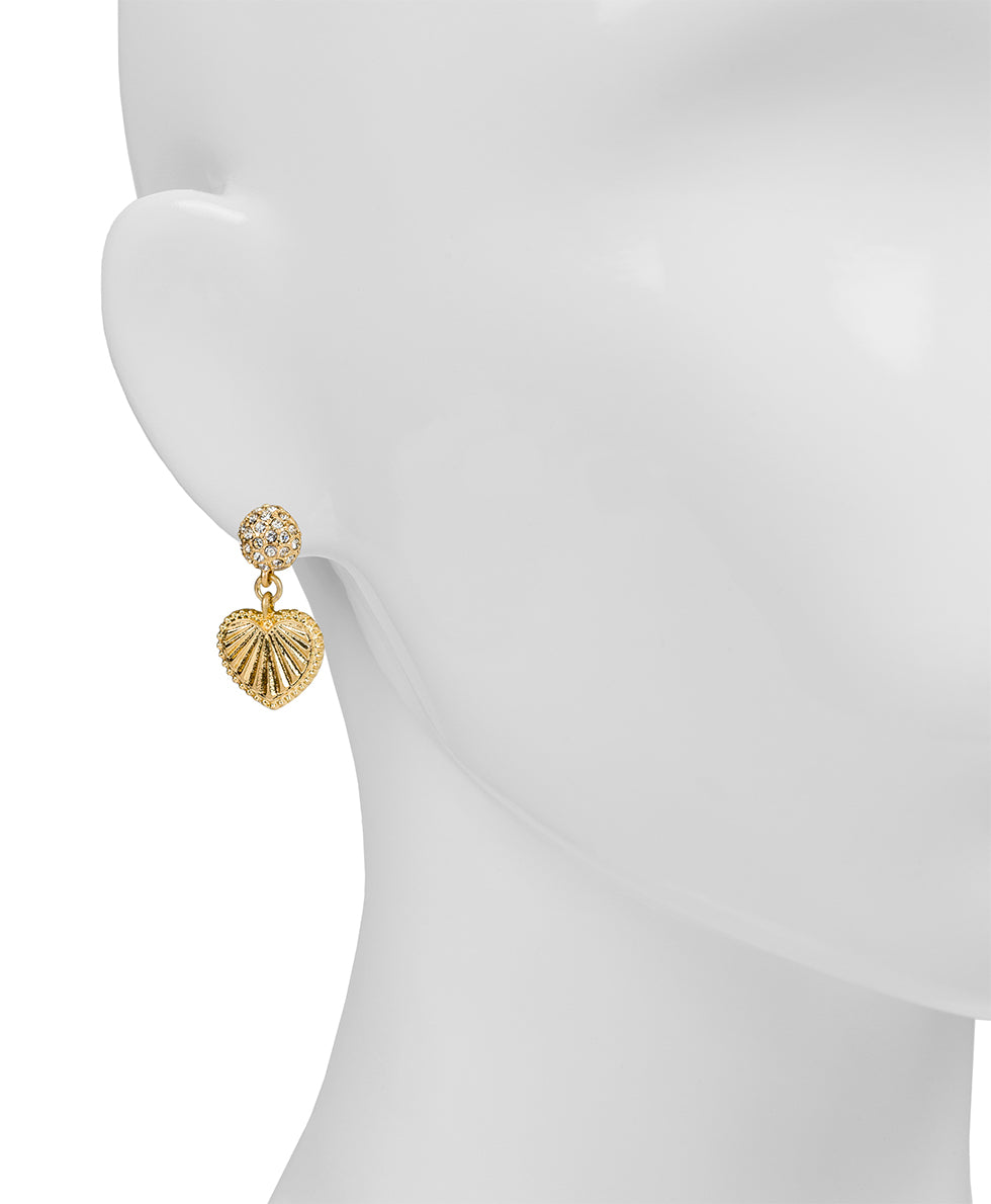 Female - Pavé Drop Earrings - Lovely Sparkle - worn gold - by Patricia Nash - View 2 of 2
