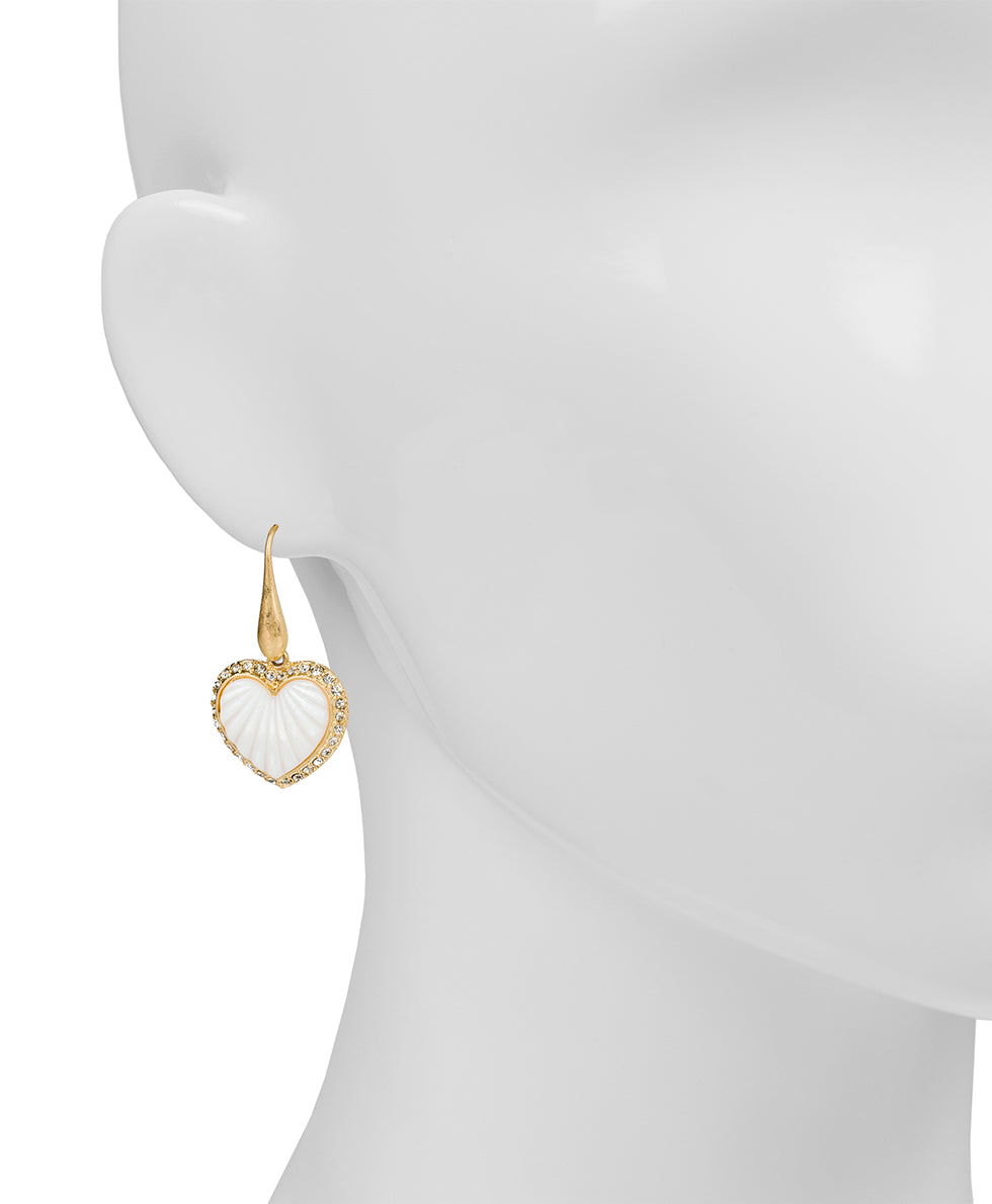Female - Heart Drop Earrings - Lovely Stone - silver ox / red - by Patricia Nash - View 5 of 7