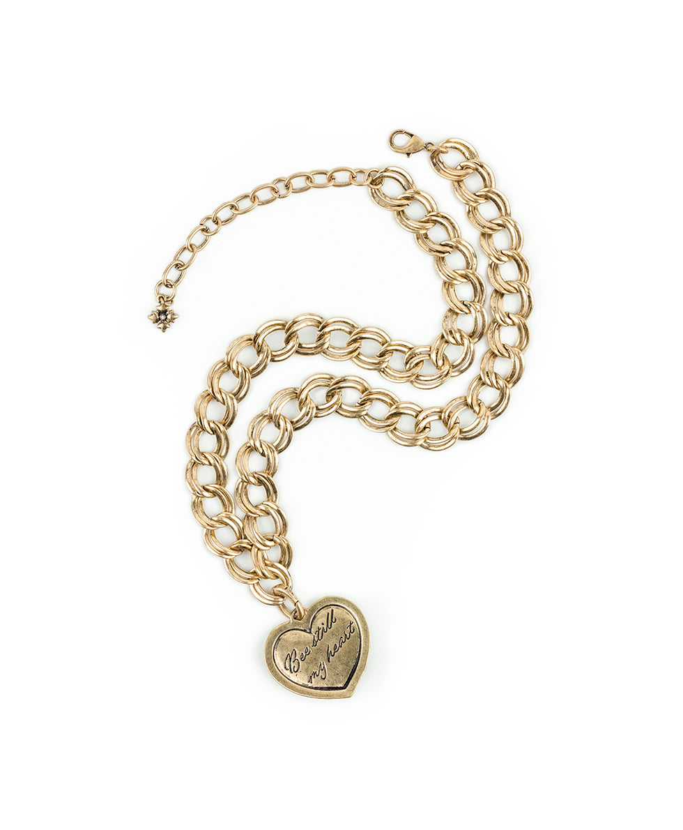 Female - Removable Heart Pendant Necklace - Bee Happy - antique gold - by Patricia Nash - View 3 of 4