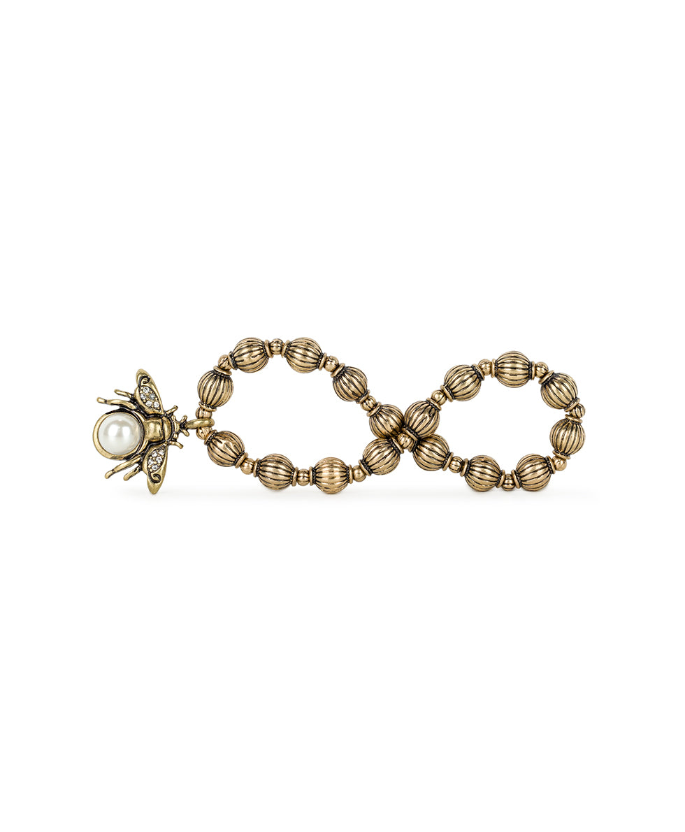 Female - Bee Stretch Bracelet - Bee Happy - antique gold - by Patricia Nash - View 2 of 3